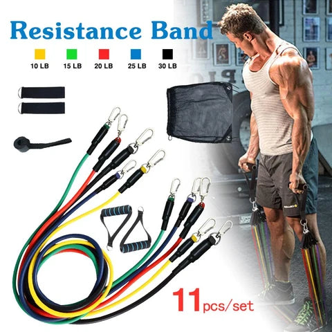 11 Piece Power Resistance Band Set for Men & Women – Adjustable Resistance Tubes with Handles, Door Anchor & Carry Bag for Home Gym, Strength Training, Yoga & Full Body Workout