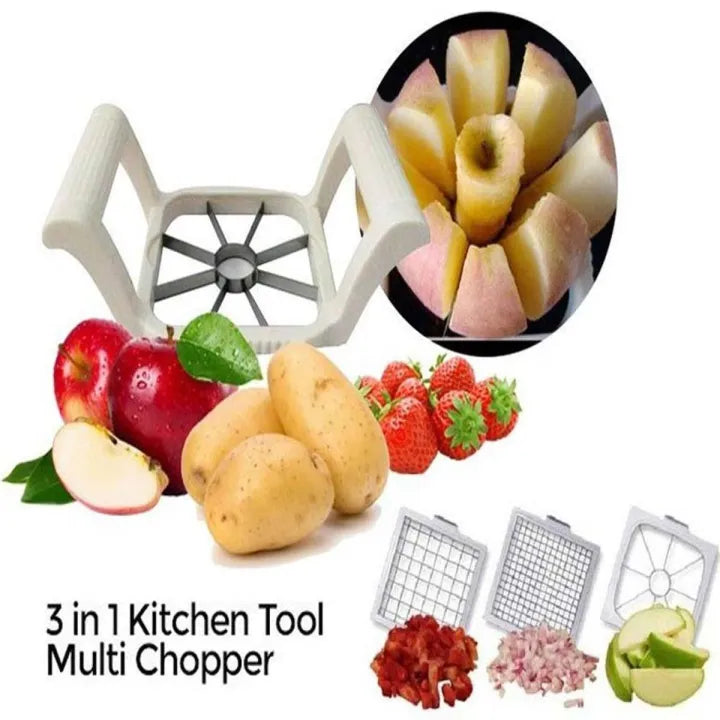 Multi-Chopper 3-in-1 Apple, Fruit & Potato Slicer – Heavy-Duty Stainless Steel Cutter for Fast & Even Slicing