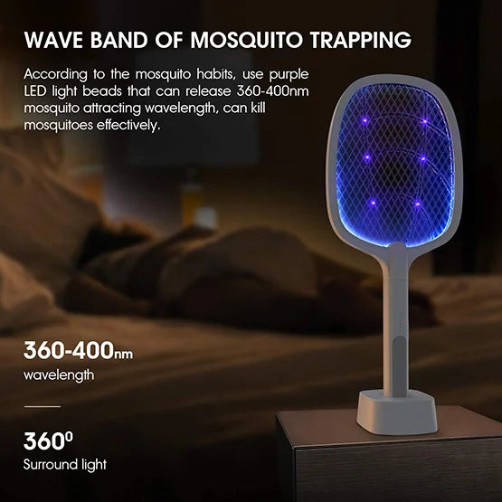 Electric Mini USB Mosquito Killer Racquet Lamp – Wireless Rechargeable Insect Killer with LED Night Light