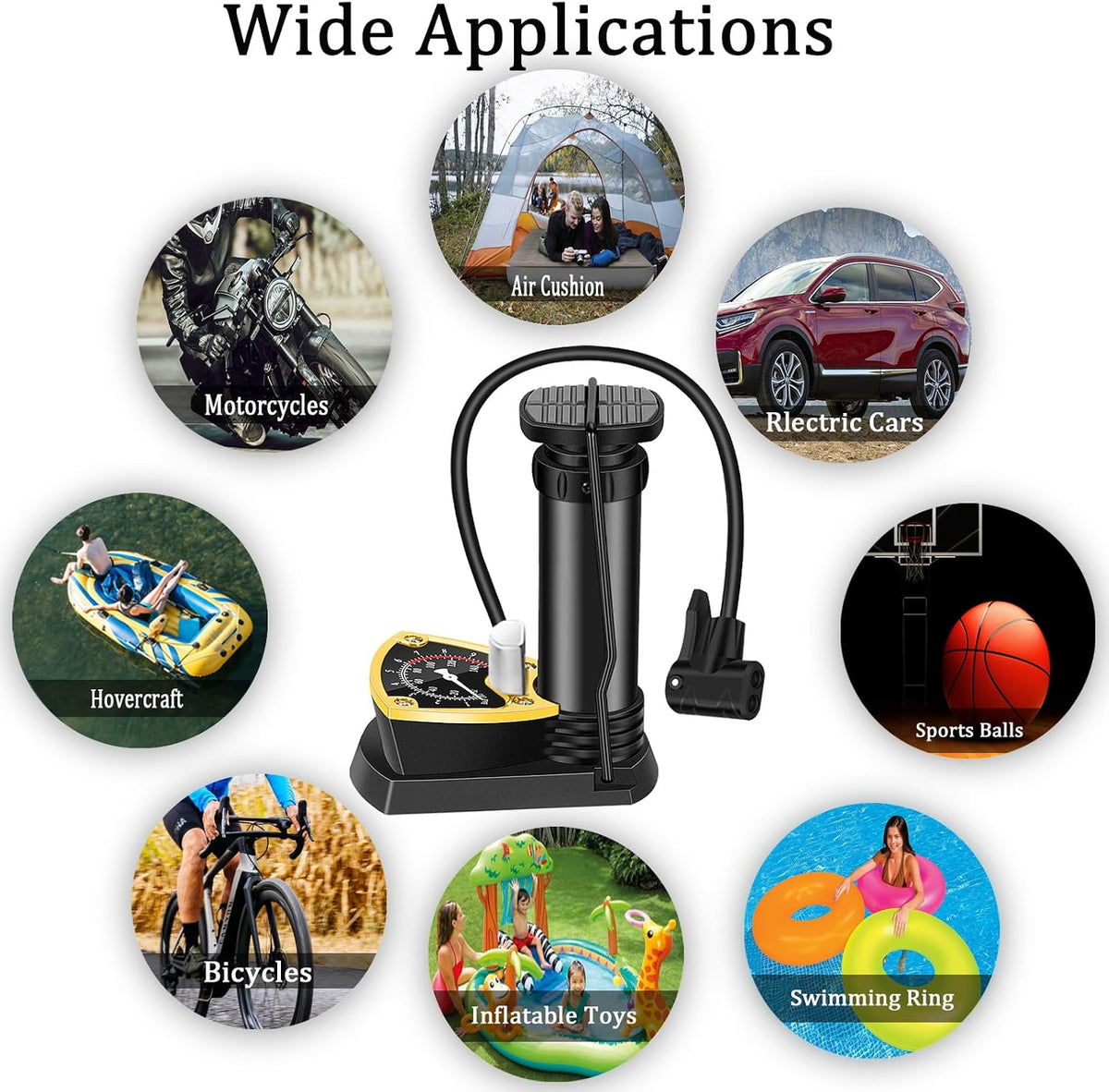 High Pressure Heavy Duty Foot Air Pump with Pressure Gauge – Manual Bicycle Tire Pump for Bike, Scooter, Sports Balls & Inflatable Toys