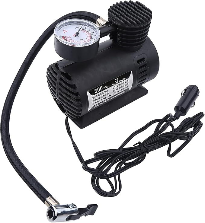 Mini 12V 300PSI Car Air Pump Tyre Compressor – Portable Electric Tyre Inflator for Cars, Bikes & Emergency Roadside Use