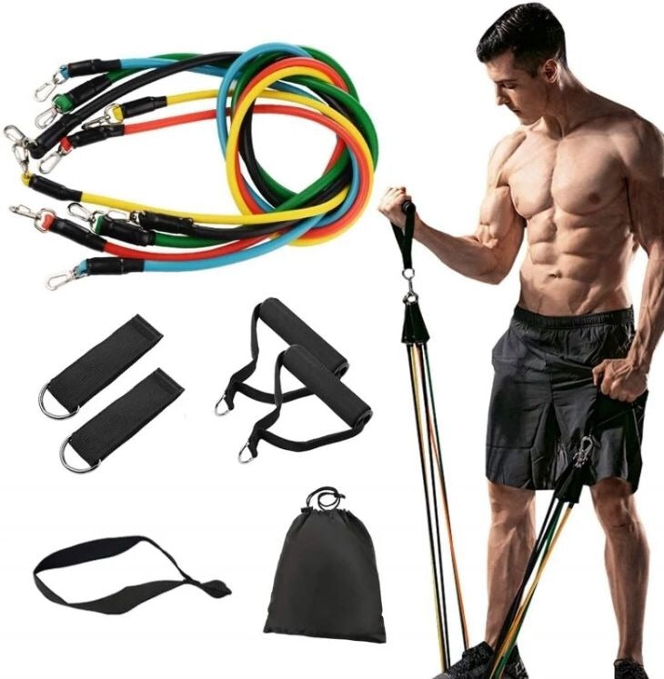 11 Piece Power Resistance Band Set for Men & Women – Adjustable Resistance Tubes with Handles, Door Anchor & Carry Bag for Home Gym, Strength Training, Yoga & Full Body Workout