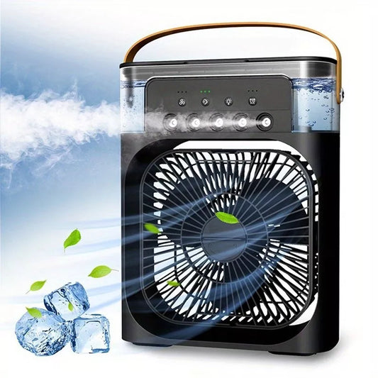 18-Inch Portable Mini Air Cooler Fan with Water Spray, USB Powered, 3-Speed Cooling & LED Light