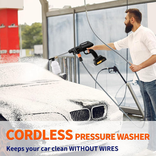 21V Cordless Pressure Washer – Portable Battery Power Washer with Dual 2.0Ah Batteries for Car, Garden & Home Cleaning