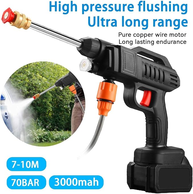 21V Cordless Pressure Washer – Portable Battery Power Washer with Dual 2.0Ah Batteries for Car, Garden & Home Cleaning