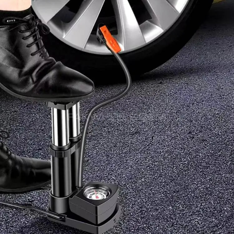 Double Cylinder Foot Pump with Pressure Gauge – Heavy-Duty Tyre Inflator