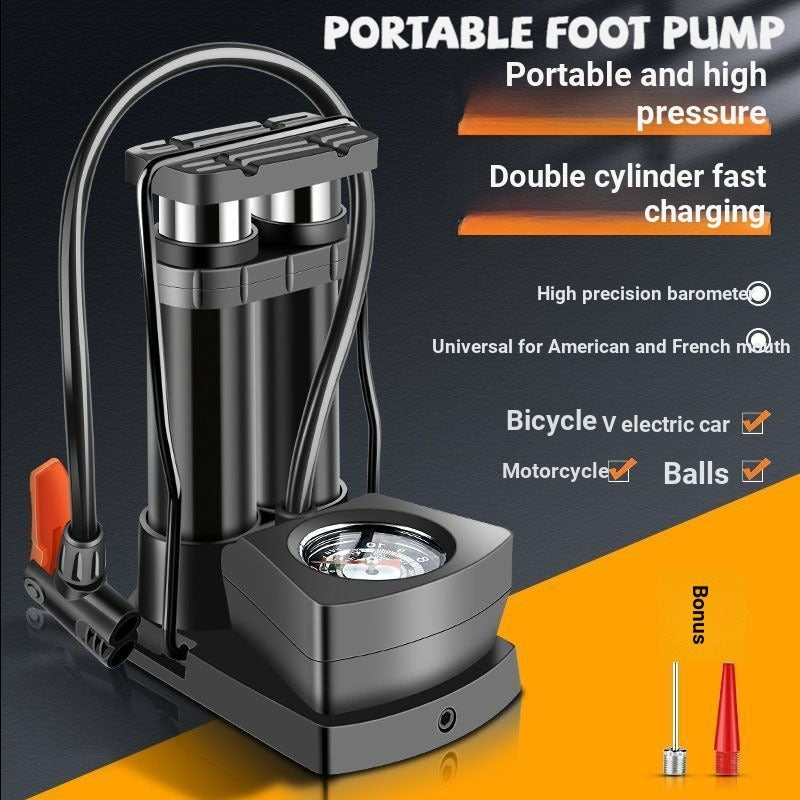 Double Cylinder Foot Pump with Pressure Gauge – Heavy-Duty Tyre Inflator