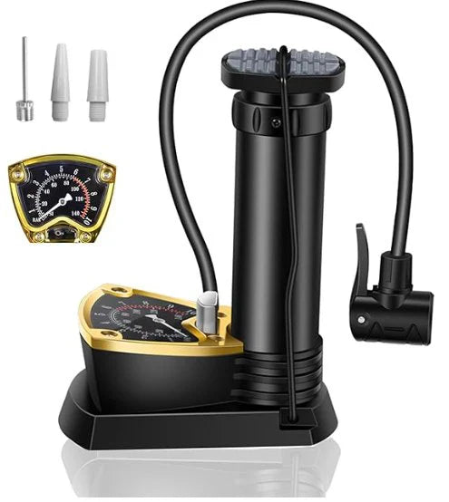 High Pressure Heavy Duty Foot Air Pump with Pressure Gauge – Manual Bicycle Tire Pump for Bike, Scooter, Sports Balls & Inflatable Toys