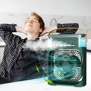18-Inch Portable Mini Air Cooler Fan with Water Spray, USB Powered, 3-Speed Cooling & LED Light