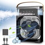 18-Inch Portable Mini Air Cooler Fan with Water Spray, USB Powered, 3-Speed Cooling & LED Light