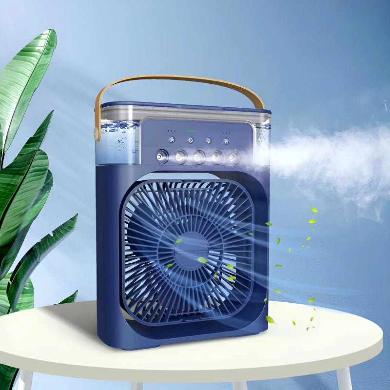18-Inch Portable Mini Air Cooler Fan with Water Spray, USB Powered, 3-Speed Cooling & LED Light