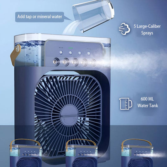 18-Inch Portable Mini Air Cooler Fan with Water Spray, USB Powered, 3-Speed Cooling & LED Light