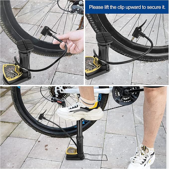 High Pressure Heavy Duty Foot Air Pump with Pressure Gauge – Manual Bicycle Tire Pump for Bike, Scooter, Sports Balls & Inflatable Toys