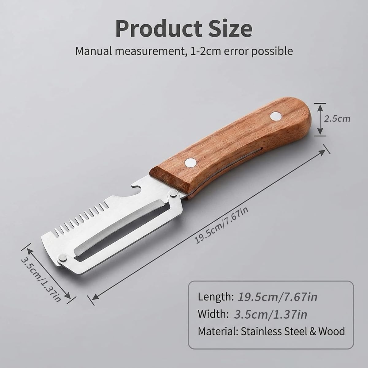 3-in-1 Multi Functional Vegetable Peeler with Wooden Handle &amp; Bottle Opener