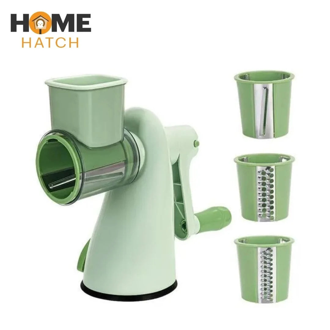 Vegetable Chopper with 3 Rotating Stainless Steel Blades – Multi-Function Manual Food Chopper for Fast Kitchen Prep